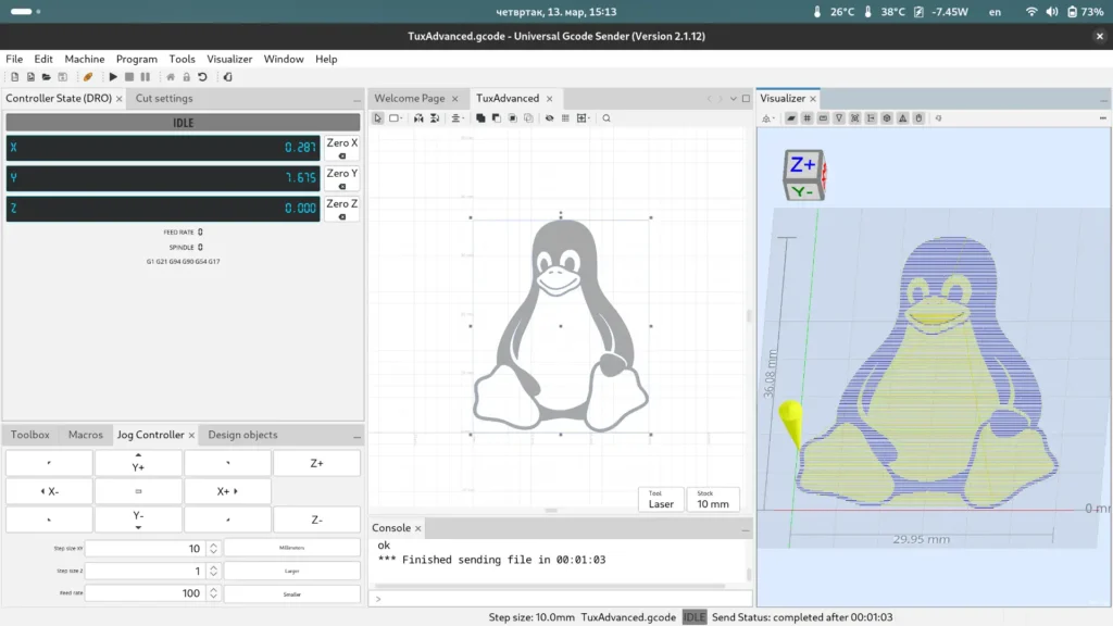 Universal Gcode Sender - Opensource tool for laser engraver